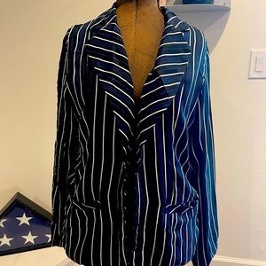 Blue and black pinstriped blazer